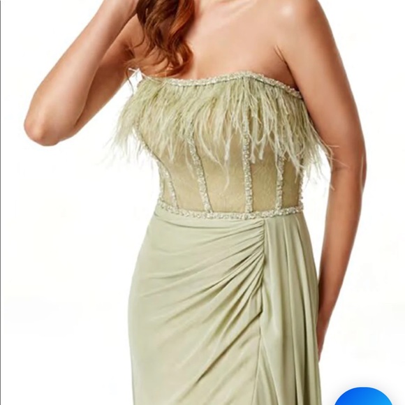 LORENA SAGE FEATHER DRESS - Picture 4 of 4